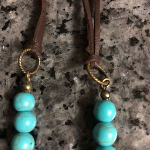 Turquoise beaded necklace with leather rope
